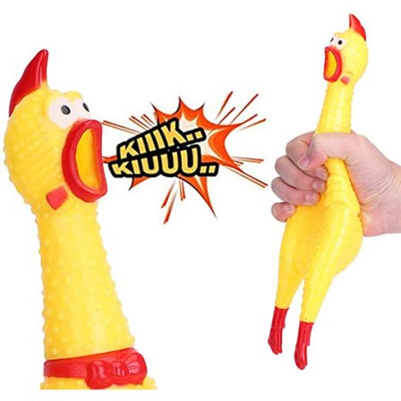 2 par små gummikyllinger til hunde, der skriger gult