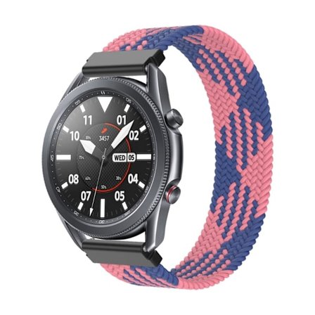 Elastiskt klockarmband i nylon för Samsung Galaxy Watch 4 - Blå / Rosa Storlek: M