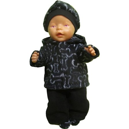 Hundbensmönstrad fleecedress till Baby Born, dockkläder