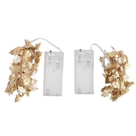 Kultaiset vaahteranlehtivalosarjat, 2,2 m per sarja, kultaiset vaahteranlehdet AA KLB