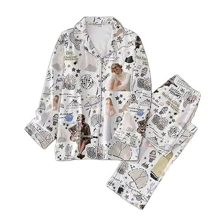 Taylor Swift Julpyjamas Nattøj Kvinder 1989 Skjorte og Bukser Pjs Sæt Knapper Swiftie Nattøj Fans Loungewear Gave F