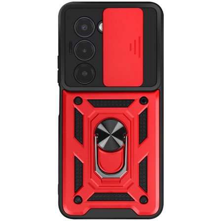 Coque Anneau - MAYAXESS - Xiaomi Redmi 15 5G - Punainen - TPU ja polykarbonaatti - Liukuva kamerapeite