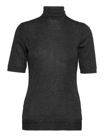Roll Neck T-Shirt With Glitter Effect T-shirts & Tops Short-sleeved Svart Esprit Collection*Betinget Tilbud