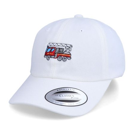 Kiddo Cap - Vit unconstructed Keps - Kids Fire Truck White Dad Cap @ Hatstore