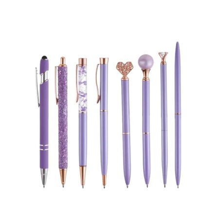 kpl söpöjä kynäsettejä, timanttikynä, sisäänvedettävä metallikynä mustalla musteella ja kristalliglitterillä, lahja