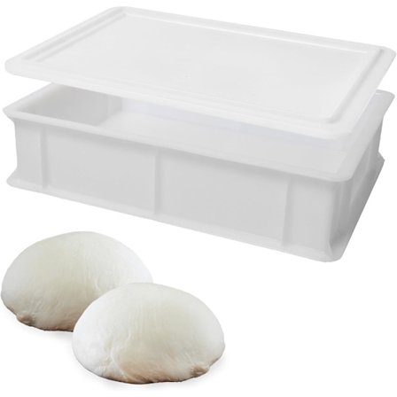 Hævekasse til pizza og brød | Madbeholder til dej | Dejkasse | Plastkasse + låg 30 x 40 x 10 cm