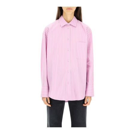 Msgm Back Logo Striped Shirt Pink, Dame Skjorter