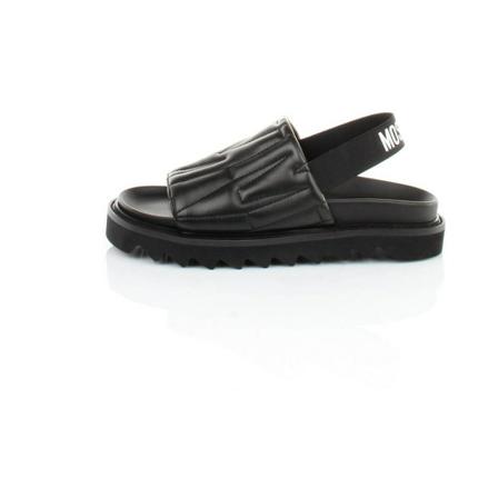 Moschino, M Quilted Nappa Leather Sandals Czarny, Kobieta, Rozmiar: 40 EU