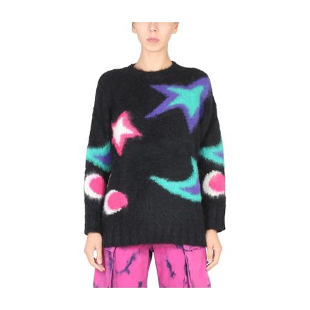 Msgm, Round-neck Knitwear Zwart, Dames, Maat:S