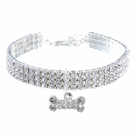 Halsband för husdjur med diamant, justerbar kristall Diamant Elastisk benhänge för bröllopskatter och hundar