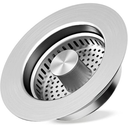 3 i 1 diskbänksil, 10 000 presstester 304 rostfritt stål & mässingsmaterial Pop-up diskbänksplugg med metallkorgssil Snabb avrinning S