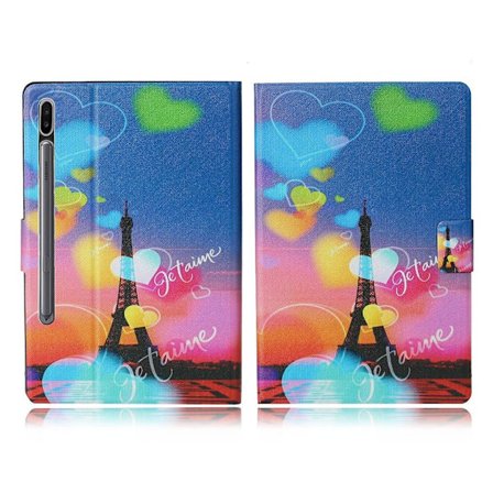 Samsung Galaxy Tab S7 cool mönster läder flip fodral - eifeltornet