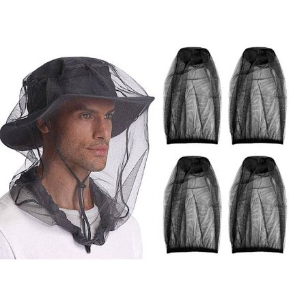 Sæt med 4 sorte elefanthuer - Insekthatte - Mygge- og insektmiddel - Velegnet til udendørs brug, camping og rejser