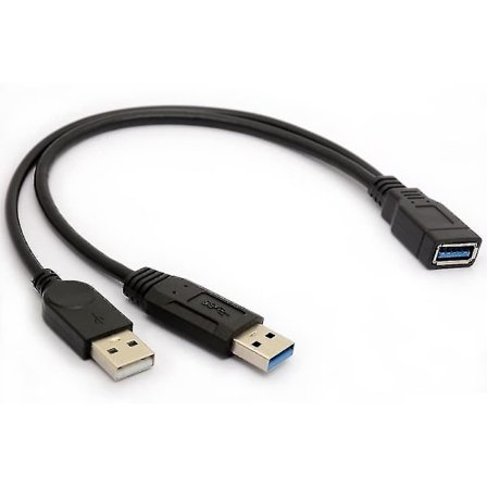 Usb 3.0 kabel Dobbelt strømkabler Y Adapter Type A Led han til hun forlængerkode 30 cm (d-4-)