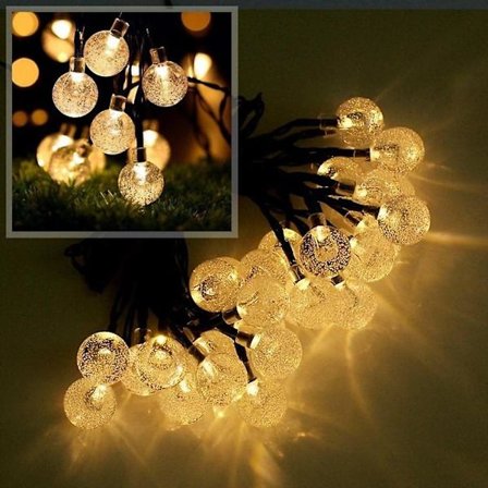 Solcelle Globe Lyslenke 12m 100led Krystallkule 8 Moduser