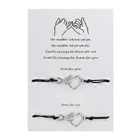 2 x Mor Gave Hjerte for Uendelighed Armbånd Sæt Matchende til Ønske Armbånd Smykker Gave til Mor Datter Bedste Venner med Sølv