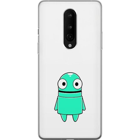 Yhteensopiva Puhelinkuori OnePlus OnePlus 8 Turkoosi piirroshahmo isoilla silmillä ja iloisella persoonallisuudella yksinkertaisessa kuvituksessa