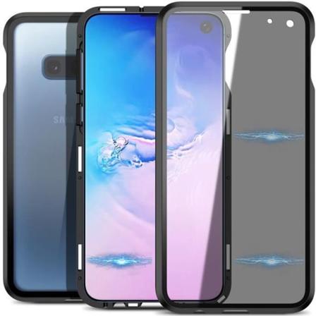 Suritch Fodral för Samsung Galaxy S10e, Magnetisk Fodral, Anti Peeping Tom, Dubbelsidigt härdat glas Transparent Anti-Scratch Svart