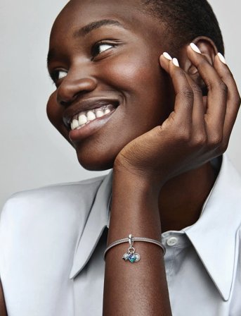 Pandora Camera, Heart And Compass Sterling Silver Triple Dangle With Clear Cubic Zirconia, Black, Transparen - Silver - ONE SIZE