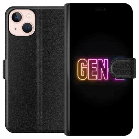 Yhteensopiva Lompakkokotelo Apple Apple iPhone 13 mini Neontext Gen Z värikkäässä valossa tummaa taustaa vasten modernissa digitaalisessa tyyliiss