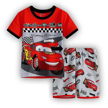 Barn Marvel Dc Superhjältekläder Sommar Kortärmad T-shirt Shorts Pyjamas Set Sovkläder Lightning McQueen 6-7 Years