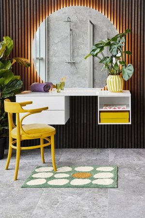 Thalassa Badrumsmatta 60X90 Grön/Naturvit Bomull Tvättbar