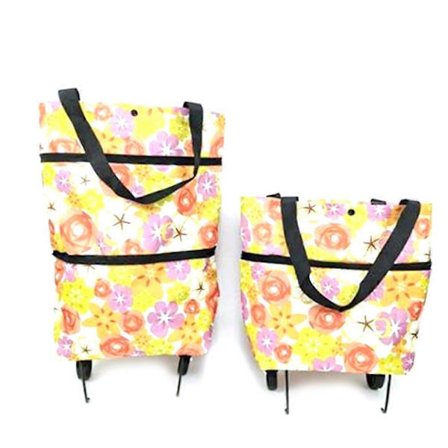 Hopfällbar shoppingvagn Kompatibel med matvaror med hjul och avtagbar väska Större vattentät shoppingväska