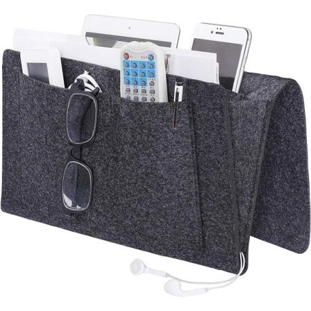 Tummanharmaa. 1 kpl Yöpöytäkorin järjestäjä, Huopa Yöpöytäkorin järjestäjä Latauskaapelilla Matkapuhelimille, Kaukosäätimille, Sanomalehdille, Kyniä, 