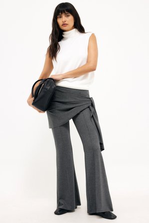 NA-KD Waist Tie Pants - Trompet bukser - Grå - L