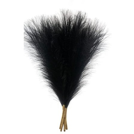 Falsk Pampasgräs, 18 tum/45 cm Konstgjord Pampasgräs Fluffy 5 Stam Pompös Gräs Blomsterarrangemang för (Svart)