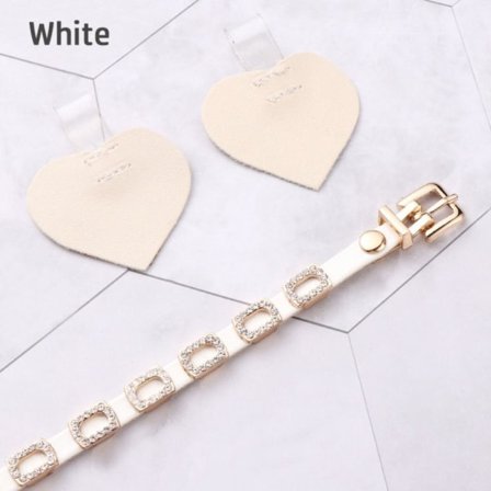 1 par PU-läderskoremmar Håller lösa klackband VIT VIT