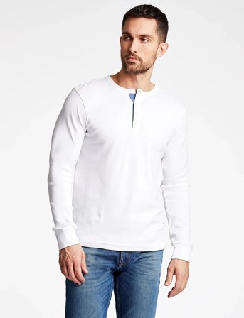 Lindbergh Solid Gradad W Contrast Fabric L/S - White - L