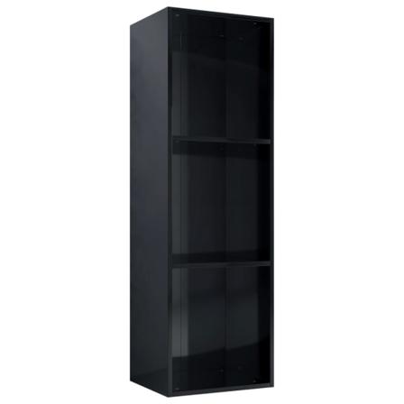 Vidaxl Bokhylla/tv-bänk Svart Högglans 36x30x114 Cm Konstruerat Svart