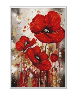 Stickpackung Bild Rote Mohnblumen