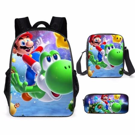 Uusi saapuva sarjakuva Mario-reppu ala- ja lukiolaisille Polyesterilaukku, kolmiosainen set - Perfet 18
