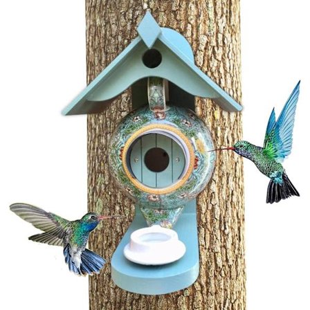 Farmhouse Tekande Fuglefoderhus, Farverige Kolibrifoder til Udendørs Ophængning - Vilde Fuglefoder