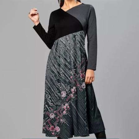 Kvinnor Vintage Maxiklänningar Sfloral Print Swing V Neck Lång Klänning