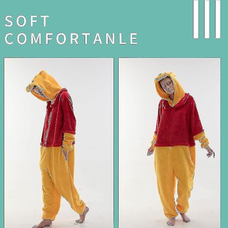 Snug Fit Unisex Vuxen Onesie Pyjamas, Flanell Cosplay Animal One Piece Halloween kostym Sovkläder Hemkläder Q Mike 105cm Pooh
