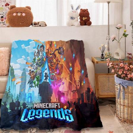125x150/150x200cm Minecraft teppe Mykt varmt plysjteppe for sofa seng stol camping reise hjemmedekorasjon gave B 125x150cm