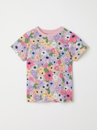 Polarn O. Pyret - T-shirt with floral print - 86 - Childrenswear - pink