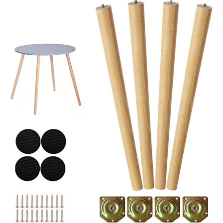 12-tums möbelben, runda massiva träbordsben, moderna ersättningsben i mitten av århundradet, perfekta för Ikea-bord, soffa, säng, soffbord, 