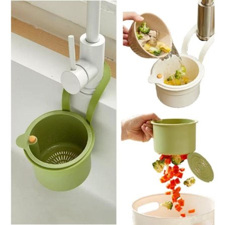 Monitoiminen keittiön tiskialtaan siivilä – vihannesten lävikkö, helppo napin vapautus, itsepuhdistuva siivilä ruoantähteille