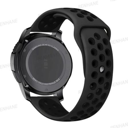 22 mm 20 mm watch för Samsung Galaxy Watch 6 5 4 3 Classic 47 mm 43 mm Pro 45 mm 40 mm 44 mm silikonarmband Huawei GT/3/2 Band Black Samsung Watch 6 