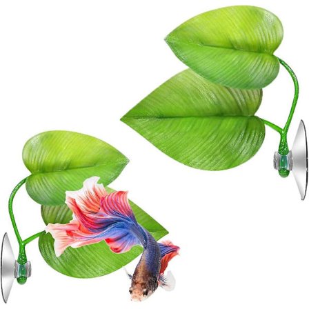 2-pak Hængekøje til Betta Fiskeseng Kunstig Betta Plante Akvariedekoration Med Sugekop Simulerer Naturligt Habitat