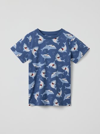 Polarn O. Pyret - T-shirt with shark print - 86 - Childrenswear - blue