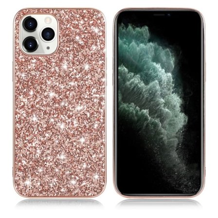 Glitter iPhone 12 Pro / iPhone 12 kotelot - Ruusukulta
