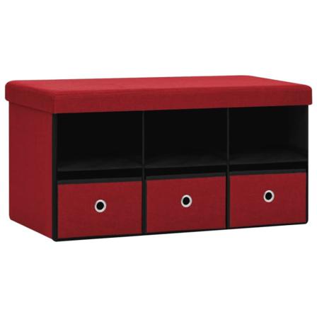 Vidaxl Hopfällbar Förvaringsbänk Vinröd 76x38x38 Cm Konstlinne Röd