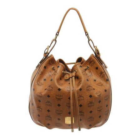 MCM Pre-owned Pre-owned MCM Cognac Visetos Leather Bucket Taske Brun, Dame Vintage Tasker, Størrelse: ONE Size