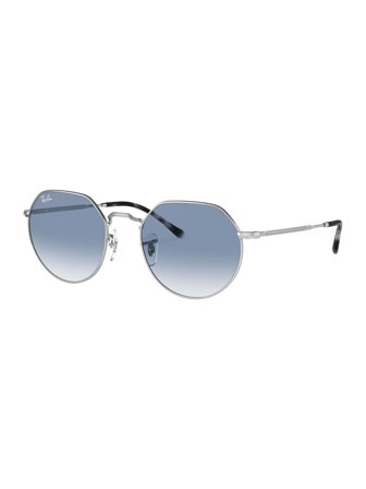 Ray Ban Unisex Sunglasses with a frame made of metal in silver and lenses made of glass in gradient blue