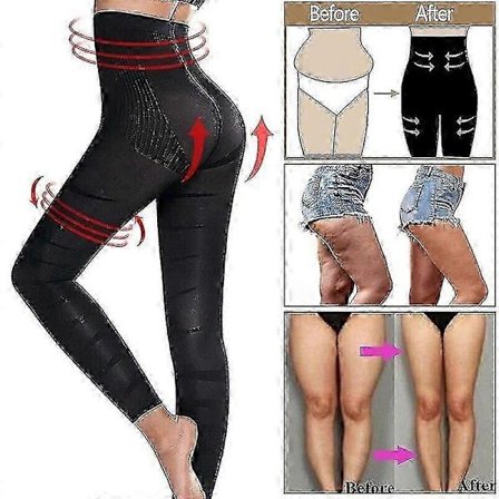 Slankende Anti-Cellulite Kompressions Leggings Benformer Høj Talje Sorte Bukser